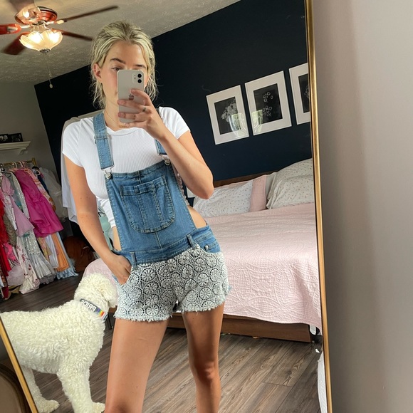 dELiA*s Pants - Vintage DELIA*S Lace Boho Overall Shorts